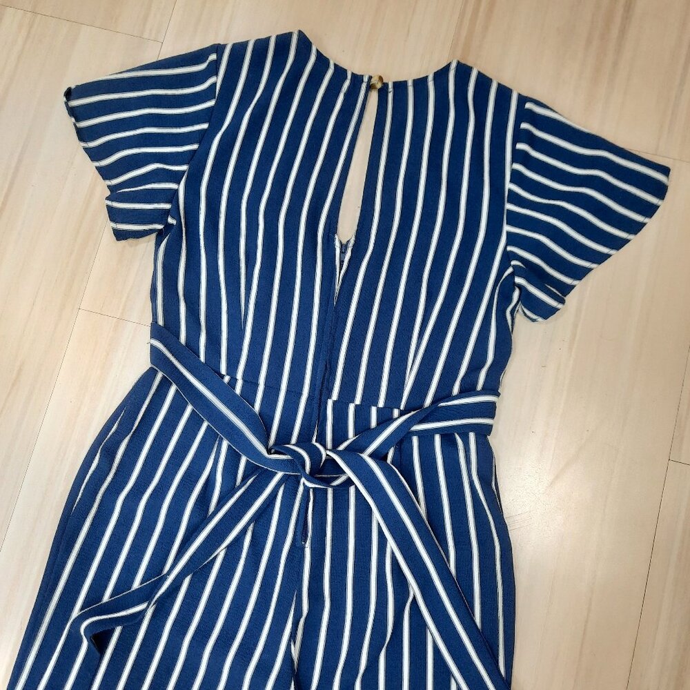 Blue striped wide leg jumpsuit - Crystal Doll brand - Picture 6 of 7